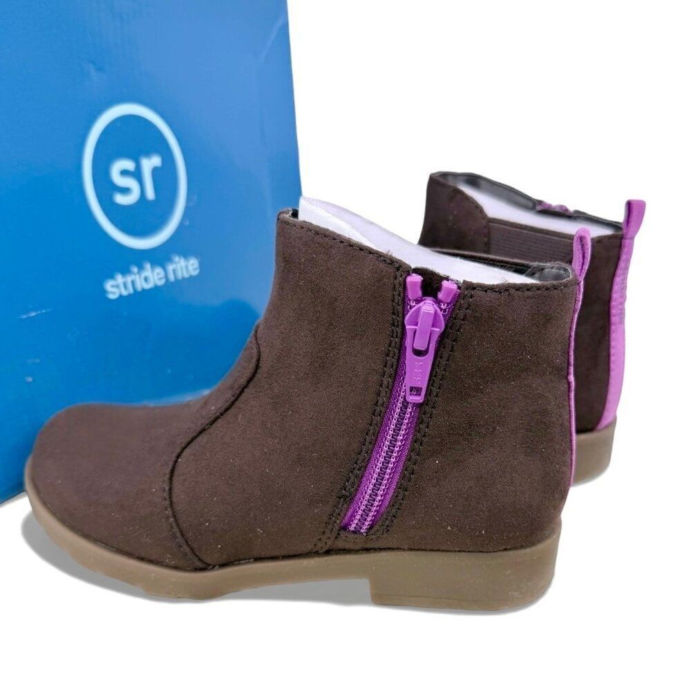Stride Rite Lucy 2 Supportive Girls Ankle Boots Chocolate Brown Booties Size 11